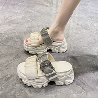 Тапочки, обувь на платформе, высокие расширенные универсальные слайдеры, коллекция 2022, подходит для подростков, изысканный стиль, популярно в интернете