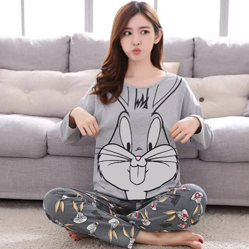New Myna Long Sleeve Setpajamas female autumn pure cotton Long sleeve Korean version fresh student autumn girl lovely Spring and Autumn leisure wear suit Thin