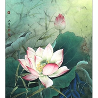 Su thêu DIY kit Li Xiaoming tỉ mỉ vẽ loạt bột sen rõ ràng hình ảnh hoa sen tự học thêu tranh trang trí - Bộ dụng cụ thêu tranh thêu đồng quê