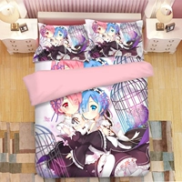 Chăn quilt tùy chỉnh bao gồm bốn bộ 1,2 mét đơn anime hai nhân dân tệ ký túc xá tấm ba bộ - Bộ đồ giường bốn mảnh bộ chăn ga gối lụa satin