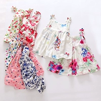 Trẻ em mùa hè của cô gái quần áo dây đeo váy bé bãi biển váy trẻ em nhân tạo bông váy cotton lụa công chúa váy váy cho bé