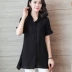 Áo sơ mi voan ngắn tay mới cho mùa hè năm 2021 của chị béo plus size áo blouse 200 catties rộng rãi của phụ nữ - Áo sơ mi Áo sơ mi