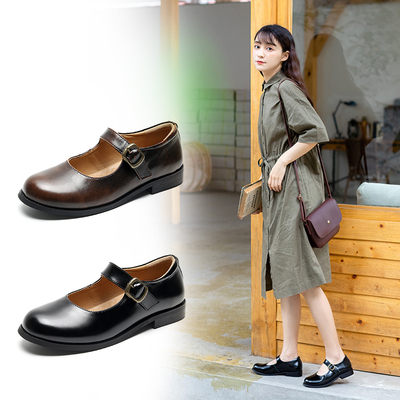 taobao agent Japanese school skirt, retro student pleated skirt English style, footwear, genuine leather
