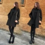 Áo khoác len nữ dài phần 2019 mùa xuân Hàn Quốc phiên bản mới mỏng mỏng màu đen Hepburn áo len nam mỏng - Accentuated eo áo áo dạ hàn quốc nữ