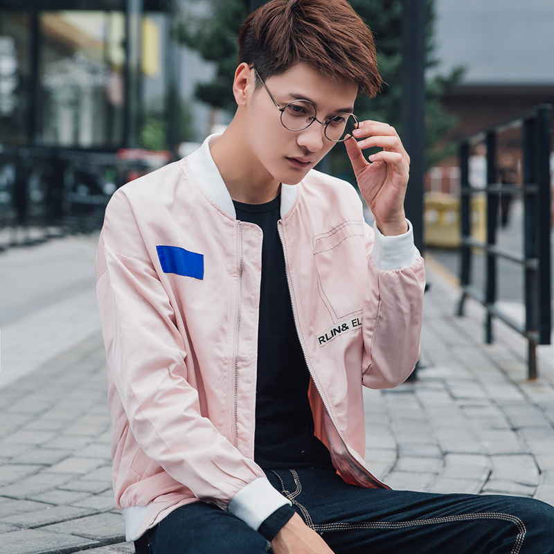 2016秋装新品 港风潮男宽松夹克男士外套夹克衫 男立领 jk85 p75