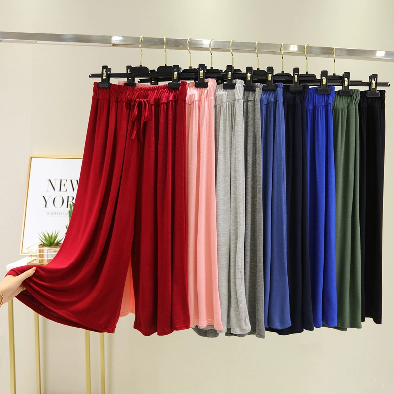 Modal quần ống rộng đồ ngủ của phụ nữ có thể được mặc bên ngoài quần ống rộng quần thoáng khí quần lười ở nhà quần nữ - Quần tây