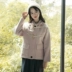 Len áo khoác nữ đoạn ngắn mùa thu và mùa đông quần áo mới của Hàn Quốc phiên bản của lỏng sinh viên hồng sừng khóa dày len áo triều Áo khoác ngắn