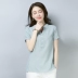 Áo thun cotton và vải lanh tay ngắn cho nữ 2019 hè mới che bụng đã mỏng mỏng size lớn trắng lanh top - Áo phông áo phông dài tay Áo phông