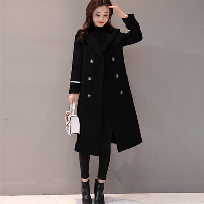 Chống mùa giải phóng mặt bằng 2018 mùa thu và mùa đông phiên bản Hàn Quốc mới của áo len mỏng lỏng lẻo trong phần dài áo len nữ thủy triều áo khoác jean nữ Trung bình và dài Coat