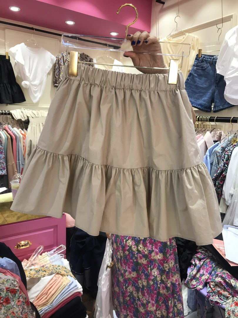 Khakithe republic of korea Dongdaemun Women's wear 2021 Spring and summer new pattern Korean fashion Solid color fold High waist A word skirt female tide