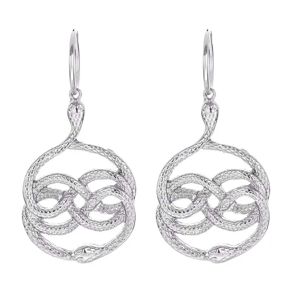 Snake Earring ladies个性夸张长版蛇纹蛇耳针耳环饰серьги