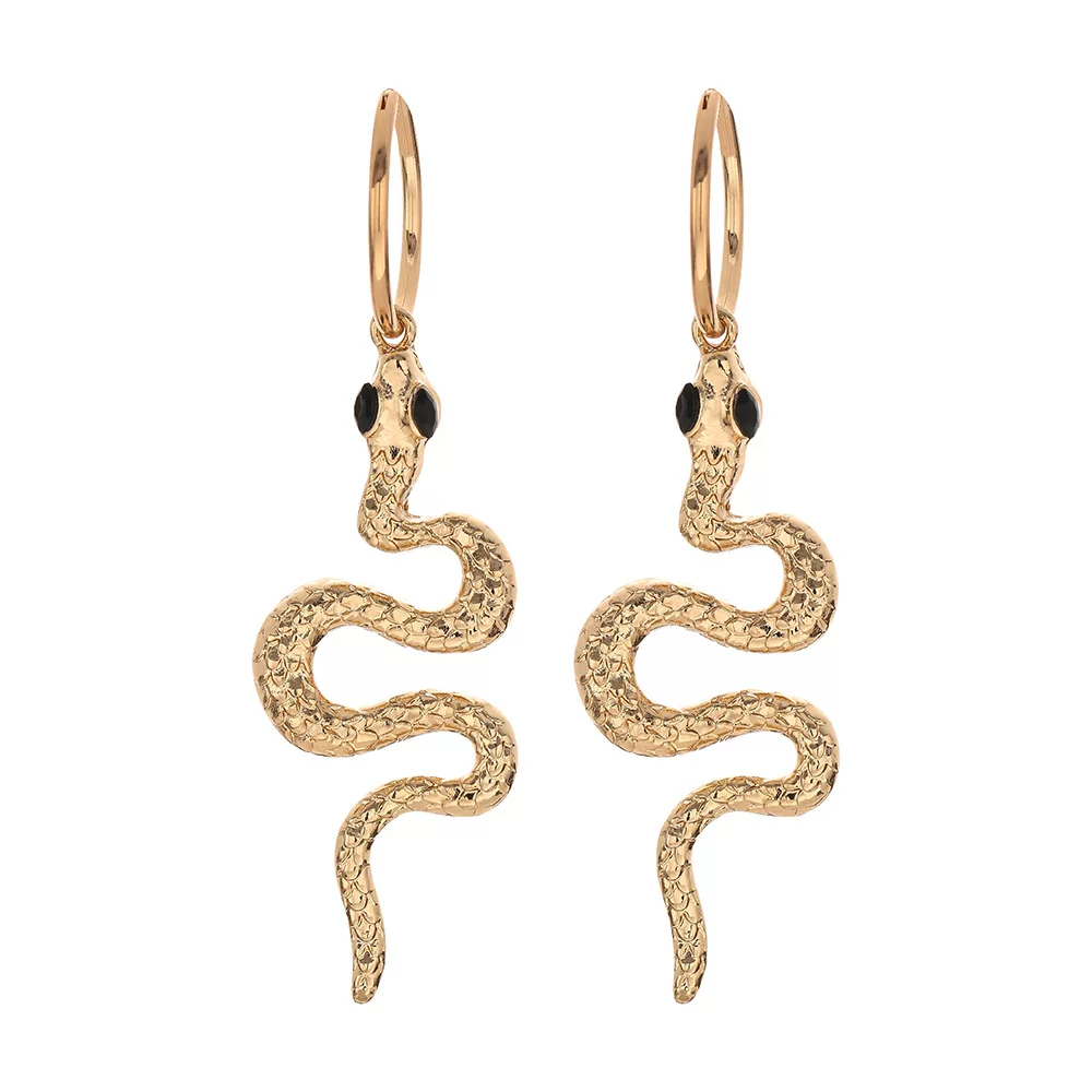 Snake Earring ladies个性夸张长版蛇纹蛇耳针耳环饰серьги
