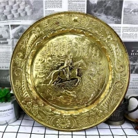 Đồng nguyên chất cứu trợ mạ vàng Châu Âu quý ông săn bắn bản đồ treo tấm sử dụng phương Tây bộ sưu tập hàng cũ tuổi bronzes Châu Âu Hoa Kỳ bình hoa bằng đồng xưa