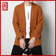 Lingchun Trung Quốc phong cách thời trang nam xu hướng cá tính thêu quốc gia áo khoác Hanfu đơn giản áo khoác cardigan Trung Quốc - Áo khoác