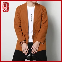 Lingchun Trung Quốc phong cách thời trang nam xu hướng cá tính thêu quốc gia áo khoác Hanfu đơn giản áo khoác cardigan Trung Quốc - Áo khoác áo khoác thể thao