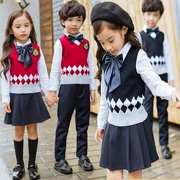 Áo vest kiểu Anh phù hợp với đồng phục tiểu học áo len mới đặt mẫu giáo phục vụ lớp - Đồng phục trường học / tùy chỉnh thực hiện