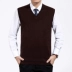 Thời trang new BF nam vest vest thanh niên daddy trở lại, len vest vest len ​​áo len đầu đan cha áo khoác len hàn quốc Dệt kim Vest
