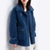 Áo khoác cashmere màu xanh hạt 2019 mới nữ mùa đông Phiên bản Hàn Quốc của áo khoác lông cừu cashmere vừa - Áo len lót đôi Áo len lót đôi