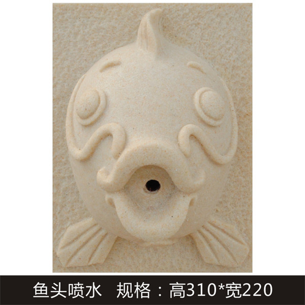 Песчаник Внешняя настенная рыба головка вода рот пейзаж Садовый вид воды стена вешать рельеф вода рыбий рот фонтан декоративный кулон