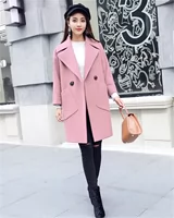 17 Phiên bản Hàn Quốc của áo khoác len mùa đông dày quần áo mới thời trang nữ áo khoác dài kiểu áo len nữ - Áo khoác dài ao khoac len