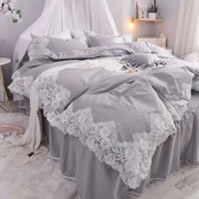 Bộ đồ cotton công chúa ren đơn giản kiểu Hàn Quốc cotton bốn mảnh phù hợp với bộ đồ giường 1.5 1.8m