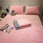 Hàn Quốc ấm áp nhung màu rắn hai mặt đa năng trải giường ba mảnh A-side cotton B-pha lê nhung bông bìa
