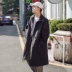 2018 mới màu rắn dài trench coat nam phiên bản Hàn Quốc của xu hướng cổ áo cổ áo rộng rãi áo khoác giản dị xuân hè áo gió phản quang Áo gió