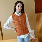 Áo len vest nữ đoạn ngắn 2018 Hàn Quốc phiên bản của vest áo len chủ đề không tay vòng cổ mui xe vest lỏng