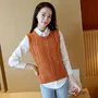 Áo len vest nữ đoạn ngắn 2018 Hàn Quốc phiên bản của vest áo len chủ đề không tay vòng cổ mui xe vest lỏng ao khoac nu