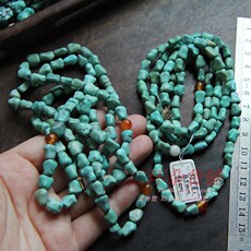 Украшения на шею 80年代创汇期老货天然湖北松石9mm随形珠子108佛串手链50多克1米