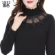 2019 Thời trang mới Slim Fit Plus Nhung Dày Nhiệt Top Phụ nữ Cổ cao Áo sơ mi ngắn đáy quần Đồ lót nhiệt - Áo ấm