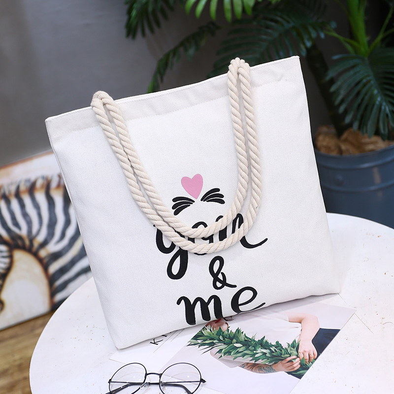 White You And MeKorean version Canvas bag female literature The single shoulder bag Simple and versatile handbag like a breath of fresh air student a bag leisure time Cloth bag