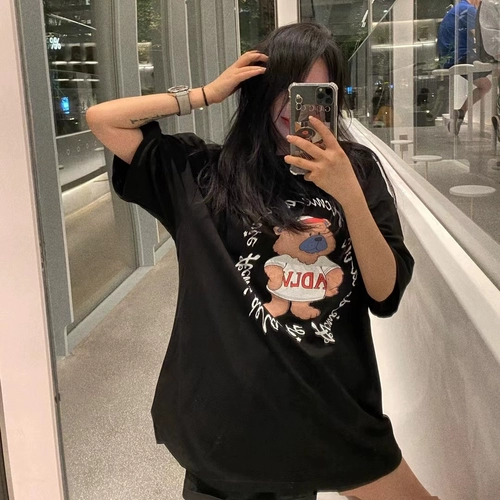 Южнокорейский летний брендовый товар, хлопковая футболка с коротким рукавом для отдыха, сезон 2021, популярно в интернете, с медвежатами
