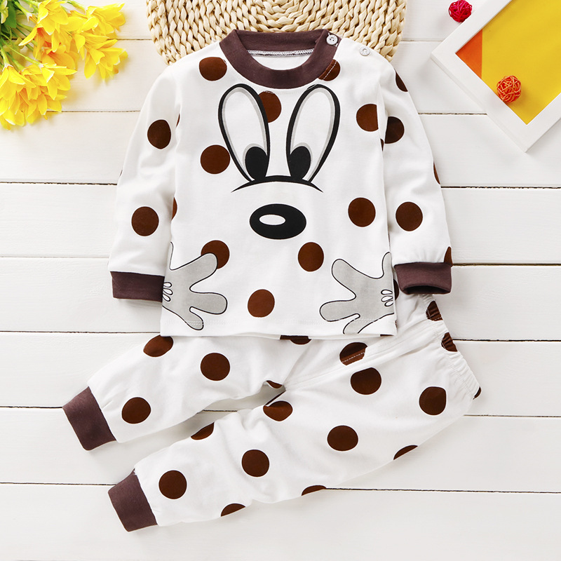 A001 Coffee Mickeychildren Autumn clothes suit pure cotton Spring and Autumn Children's wear men and women baby Children Autumn clothes Autumn trousers baby pajamas leisure wear