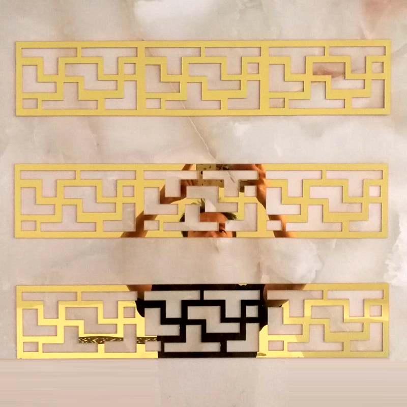 Ltx-002 (L 50 * W 8 Cm) Gold 5Chinese style ceiling suspended ceiling Background wall Acrylic Wall stickers autohesion 3d three-dimensional Mirror Sliver decorate Hollow out Waist line