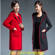 Mùa thu và mùa đông chị béo mới XL áo khoác len nữ dài phần phiên bản Hàn Quốc của áo len mỏng mỏng - Trung bình và dài Coat
