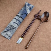 Long về Xiaoxin Khánh công khai muỗng bộ đồ ăn đũa cầm tay học sinh Nhật Bản bằng gỗ đặt nĩa muỗng - Đồ ăn tối