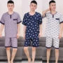 Của nam giới Đồ Ngủ Mùa Hè Ngắn Tay Áo Quần Short Cotton Silk Teen Mùa Hè Nhân Tạo Cotton Dày Mỏng Dịch Vụ Nhà Bộ pijama nam