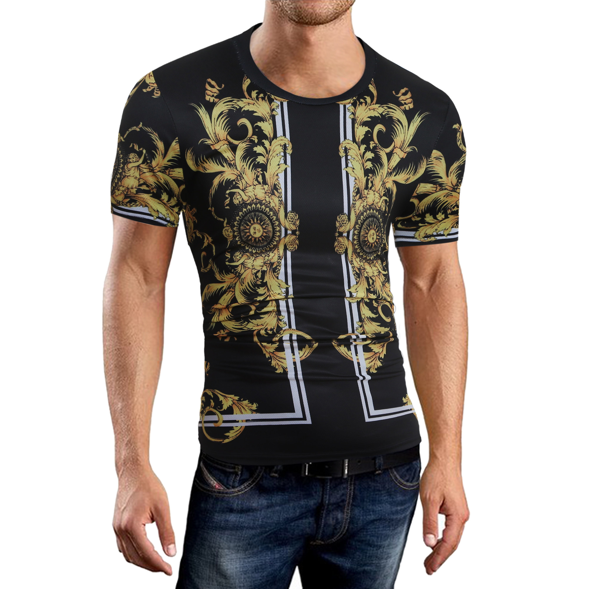 外贸热销男装短袖t恤 名族风龙图腾印花短袖1501-s03-p30