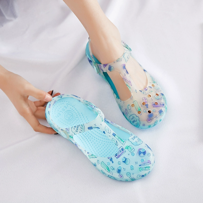 Giày dép nhựa y tế cho y tá nhân viên y khoa nữ dép quai hậu họa tiết hoa thời trang chống đau mỏi chân 