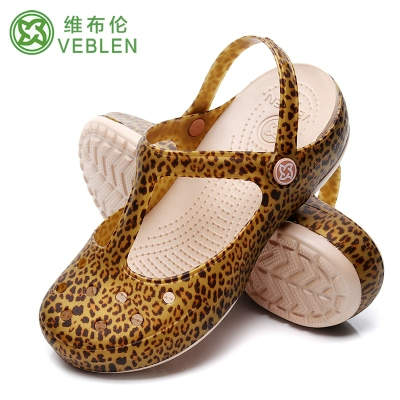 Veblen không trượt nặng có đáy giày lỗ Baotou nữ beo dép dép mùa hè và dép nữ mặc bên ngoài mềm đế dép 