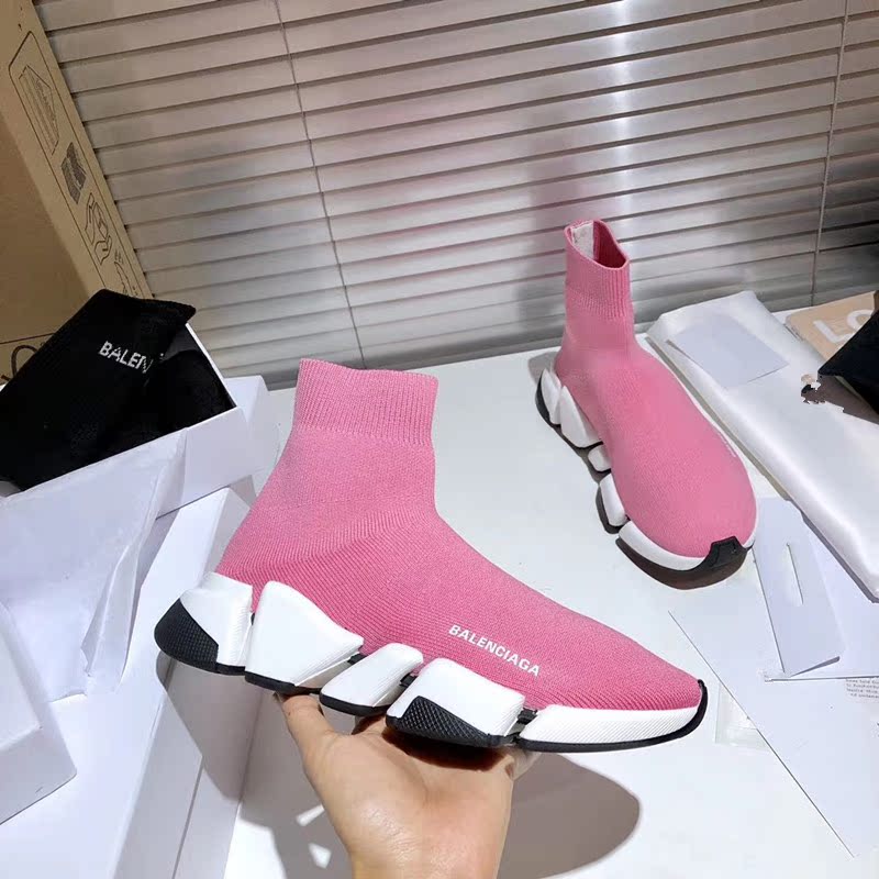 Black And White With Pink Backgroundins elastic force Socks and shoes female Paris 2021 spring Korean version Star of the same style leisure time motion men and women Couple shoes