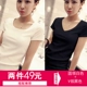 Белая круглая шея+черная v -neck