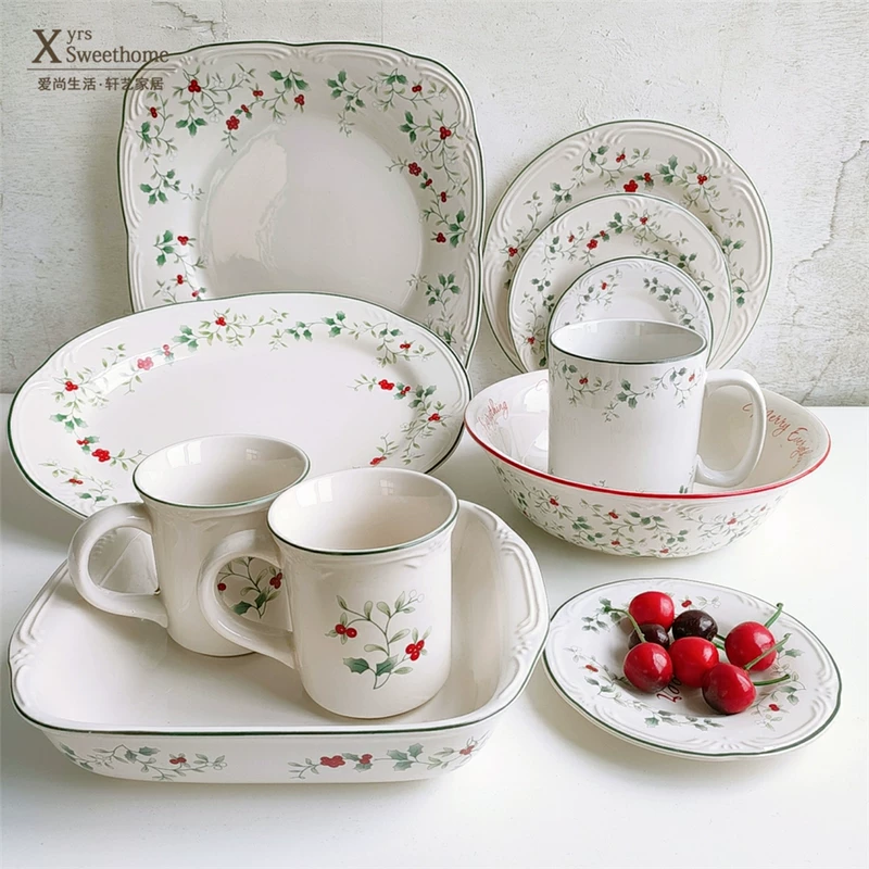 Выходной набор американской красной фруктовой кухонной мебели для дома Date Cup Marker Cup Big Fruit Disk Double-ears baking