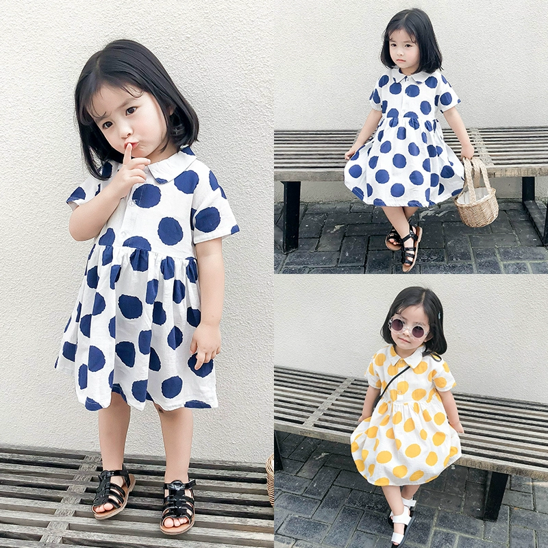 Váy cho bé gái phong cách nước ngoài mùa hè 2020 hè mới Hàn Quốc cho bé váy giản dị xếp li váy công chúa - Váy