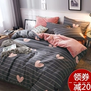 Flannel bốn mảnh dày mùa đông Bộ đồ giường Falais 笠 1,8m 2 m chăn lông cừu san hô