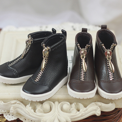 taobao agent BJD shoes leather shoes 1/4 4 minutes, 1/3 3 points, uncle zipper handsome black/brown full free shipping