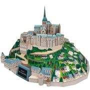 Mô hình giấy thủ công 3D DIY thế giới cổ điển kiến ​​trúc Pháp Saint Michel Abbey đính kèm mô tả giấy - Mô hình giấy