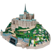 Mô hình giấy thủ công 3D DIY thế giới cổ điển kiến ​​trúc Pháp Saint Michel Abbey đính kèm mô tả giấy - Mô hình giấy mô hình gấp giấy 3d	