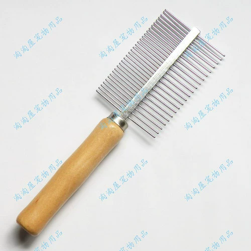 Pet Combs Pet Check, деревянная ручка, двойная комбинированная стальная расчесала Teddy VIP -расчет